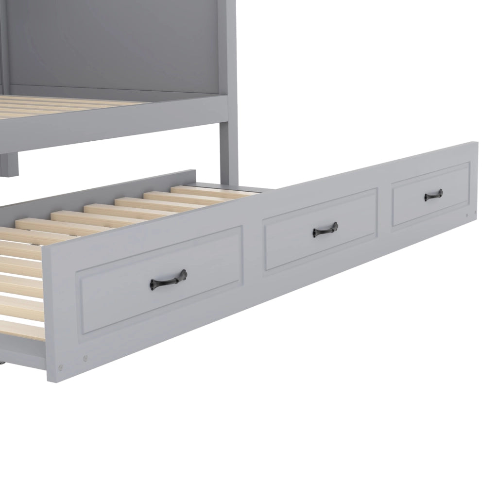 Divano letto 90x200 cm con letto estraibile; vano contenitore; truciolare e MDF; grigio