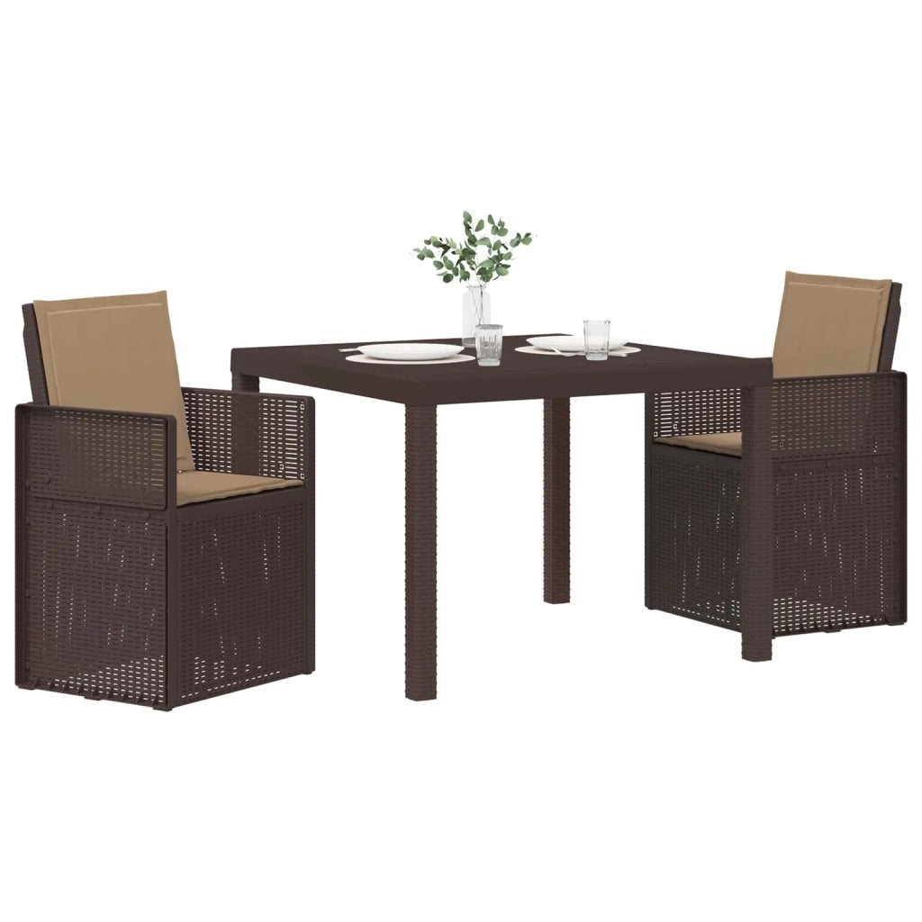 Set da Pranzo per Giardino 3 pcs Marrone e Tortora PP 3430045