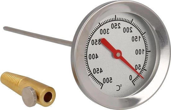Termometro di installazione 500 gradi Ø 65 cm sonde in acciaio inossidabile 30 cm - Fornello a legna Pizza forno Griglia Cottura a vapore Barbecue