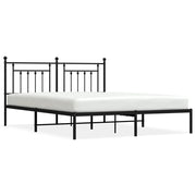 Letto matrimoniale | Letto per adulti | Giroletto con Testiera in Metallo Nero 180x200 cm