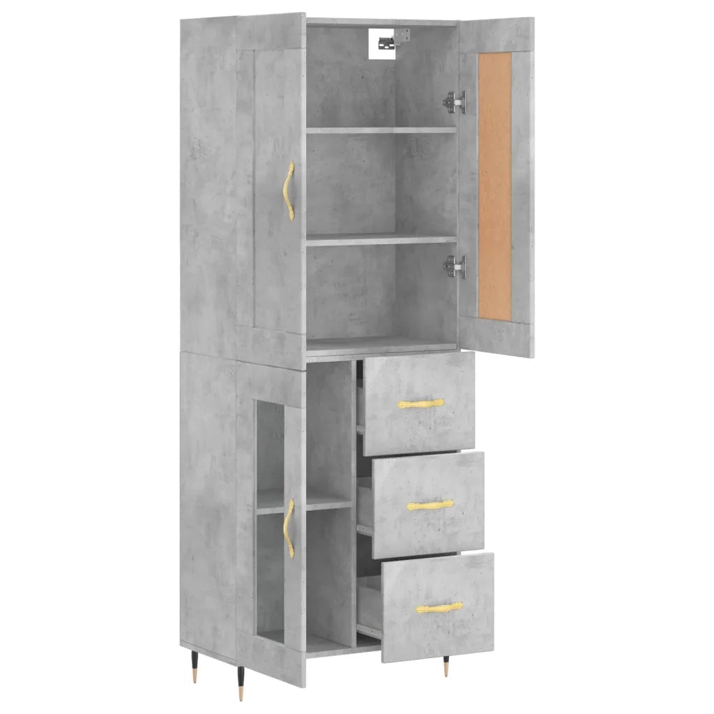 Credenza | Madia | Buffet da pranzo | Armadio da pranzo Grigio Cemento 69,5x34x180 cm in Legno Multistrato