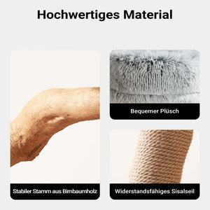 Fudajo Albero tiragraffi con design a rami 80 cm con peluche e legno di pero