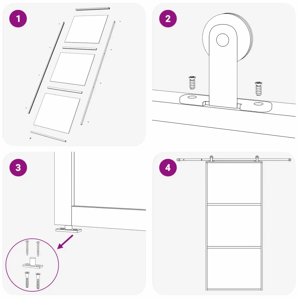 Porta scorrevole 90 x 205 cm Vetro Temperato e Alluminio 42054109