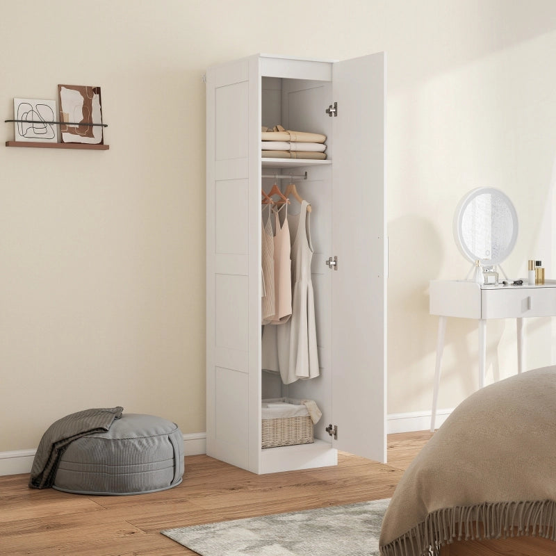 Armadio multiuso con barra appendiabiti, ripiano e porta con chiusura soft-close 40 x 52 x 180 cm bianco