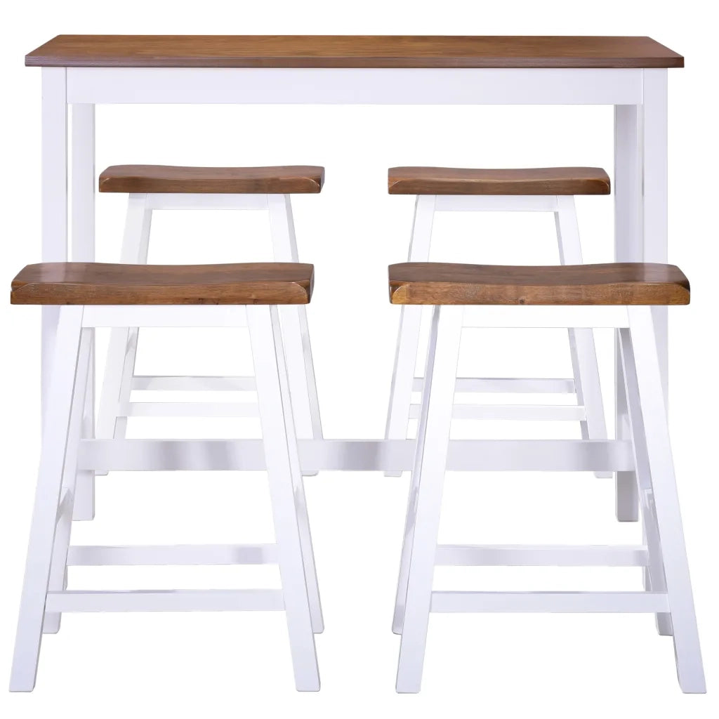 Set Tavolo da Bar e Sgabelli 5 pz in Legno Massello 275232
