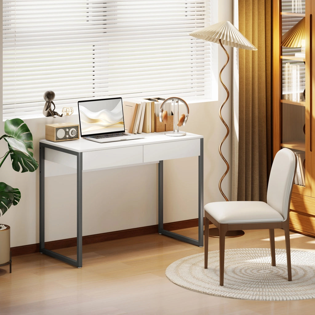 Scrivania con 2 Cassetti ¨C Zephmum ¨C Bianco 100x50x75 cm