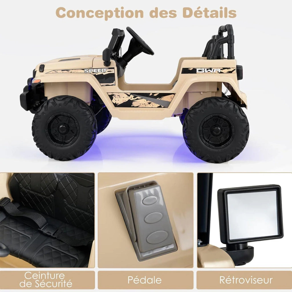 Auto elettrica 95 x 56 x 47 cm con telecomando 2.4G uso esterno design contemporaneo in PP color kaki 20_0019090