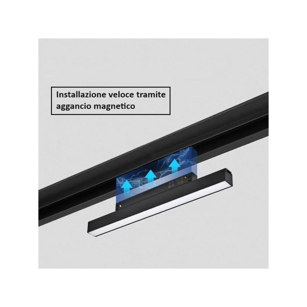 Trade Shop - Faretto Barra Led 14w Magnetico Copertura Opaca Binario 48v Luce 4000k 3000k Smd-14w -
