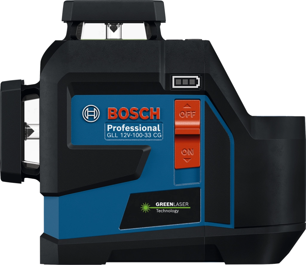 Bosch GLL 12V-100-33 CG Professional – Livella Laser verde 3×360°, 12 V / AA