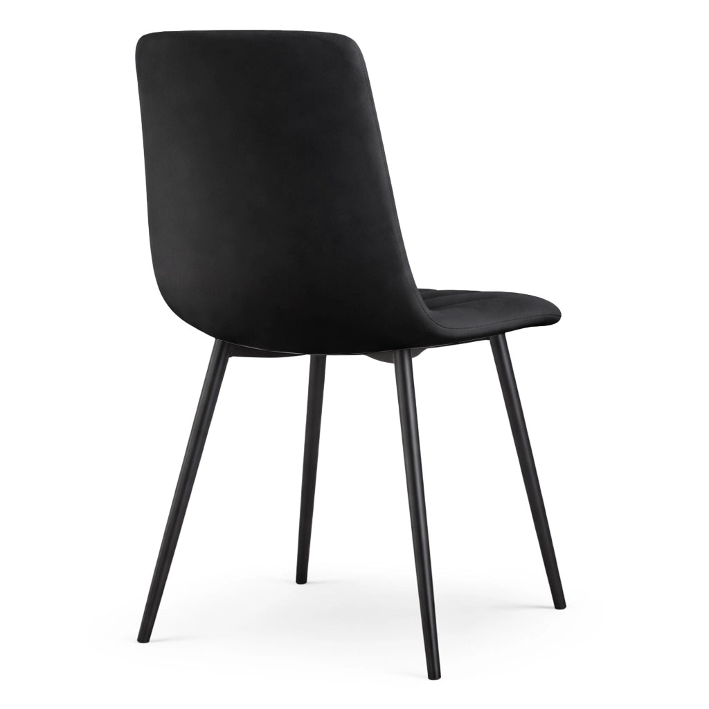 Sedia in velluto trapuntata LIVO Nero gambe nere