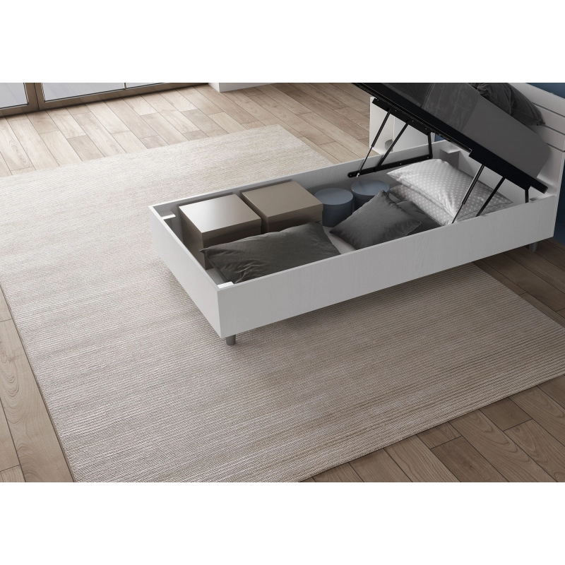 Letto Singolo 80x200 cm testata inclinata con doghe Ankel - Senza rete,Bianco Frassino