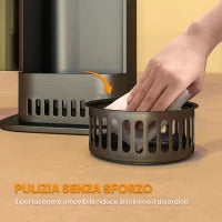 Stufa a Pellet da Esterno Potenza 6.86Kw con Base Antiscivolo, Tubo in Vetro e Rete in Metallo, Nero