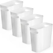 Bacetti di Rifiuto Bianchi (4 Pack) - Scatole di Rifiuto in Plastica Sottile - Maniglie - Camera da Letto Camera da Bagno Sala da Pranzo Sotto il Comodino Camera dei Bambini Cucina