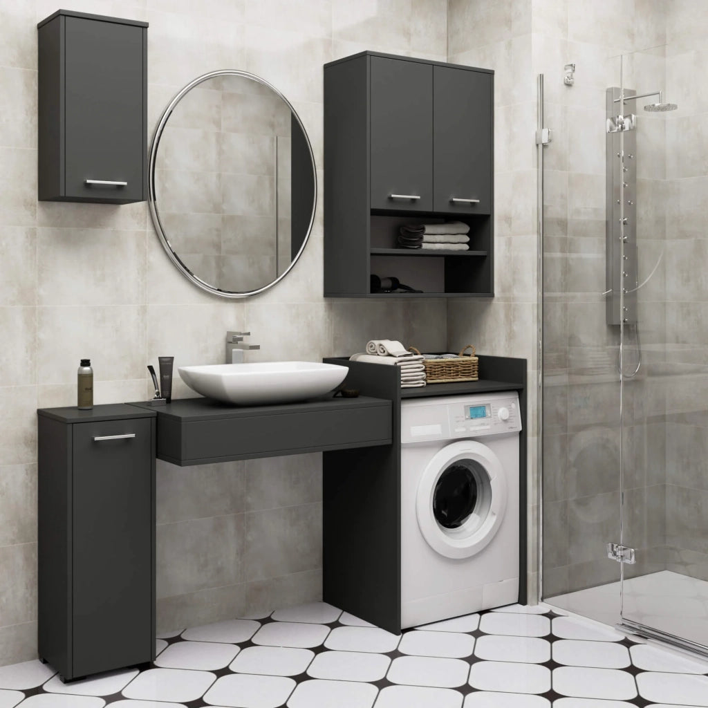 Mobile bagno sospeso AKORD FIN H934 W64 Grigio Grafite 2 ante 64x94x30 cm