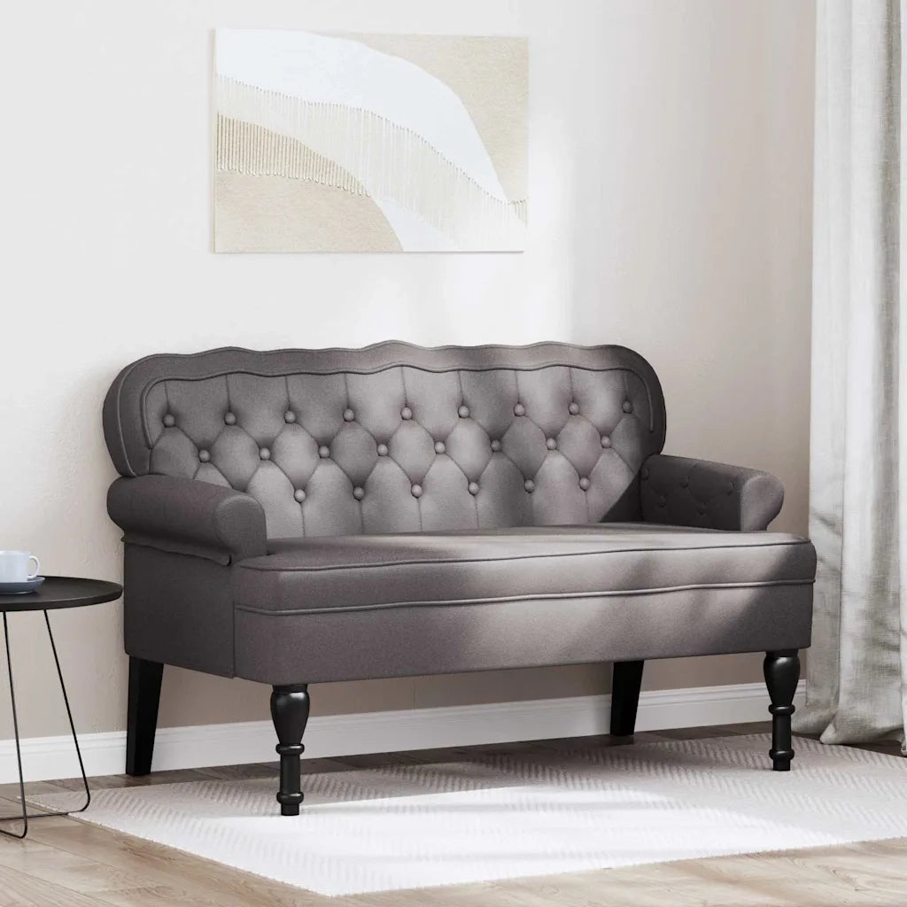 Panca Chesterfield-Sgabello-Divano Grigio 119,5 x 64,5 x 75 cm Pelle Sintetica