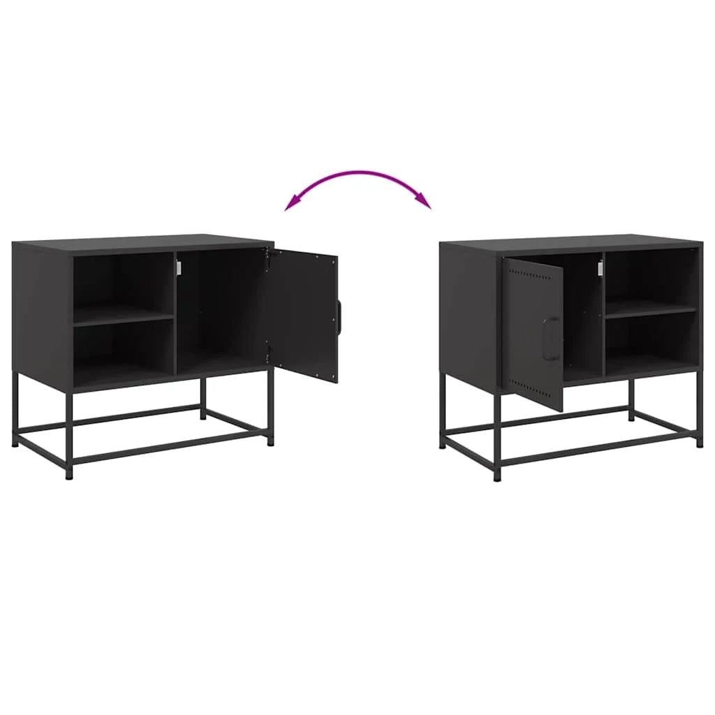 Mobile TV multimediale mensola TV credenza TV adatto per sala da pranzo soggiorno camera da letto 68 x 39 x 60,5 cm acciaio nero 02_0026163