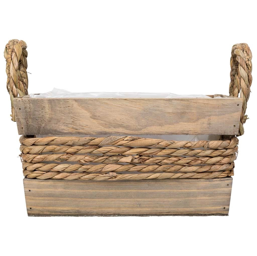 Cesto in legno e corda con manici marroni 25x15x13h