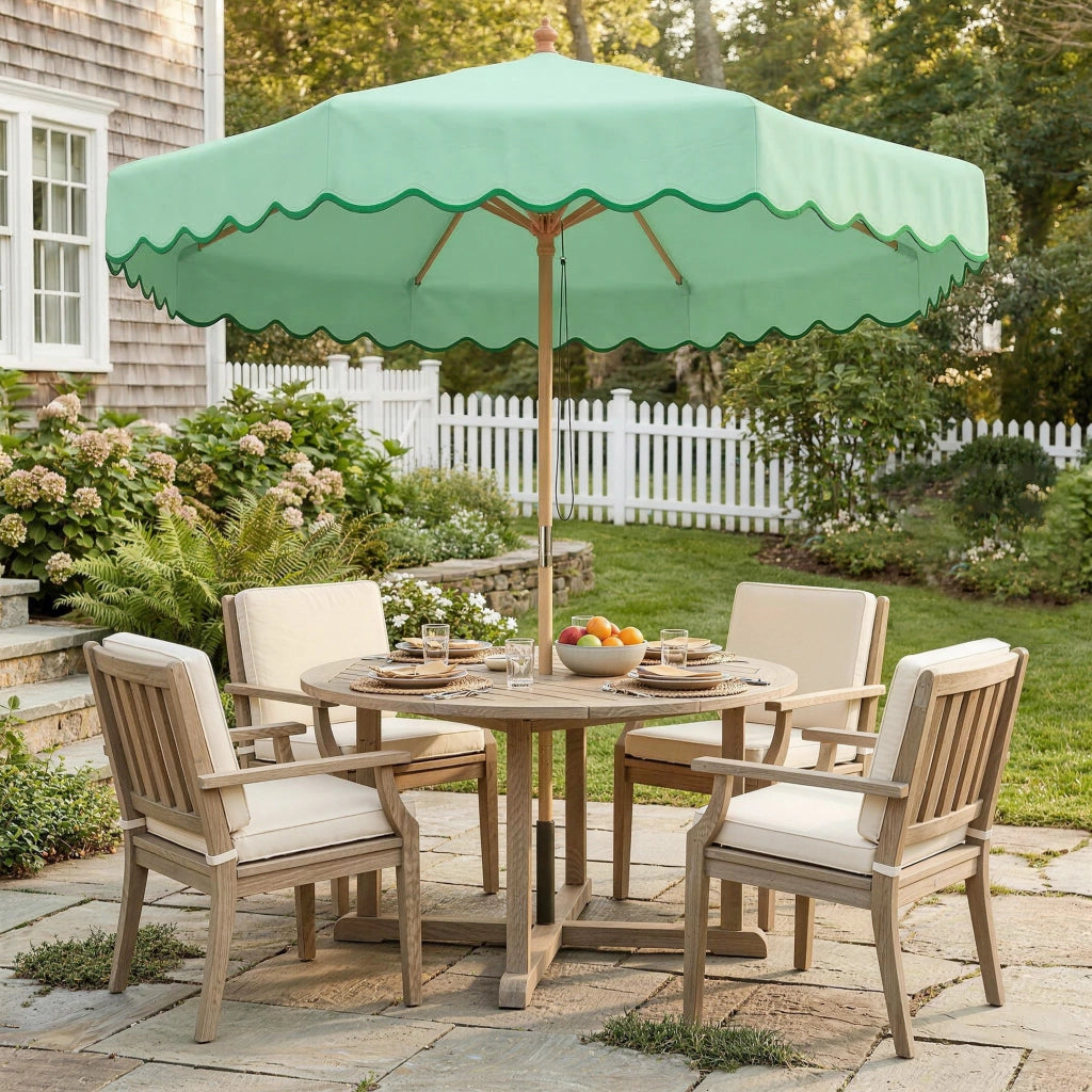 Ombrellone da Giardino Rotondo con Volant ¨C zephmum ¨C 230cm Verde Chiaro