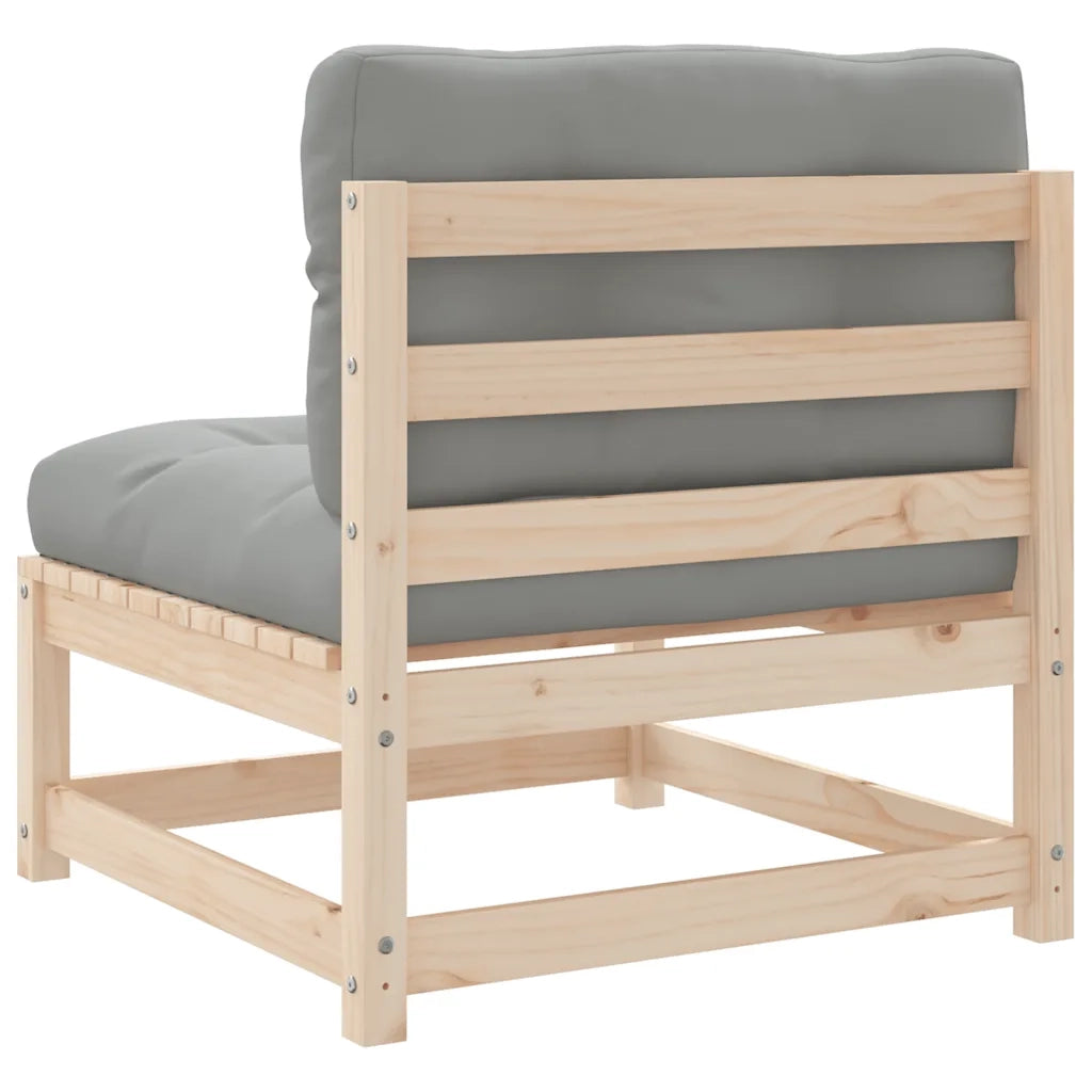 Divano Giardino Senza Braccioli con Cuscini-Sofa da Giardino-Divanetto da esterno Legno Massello Pino 796805