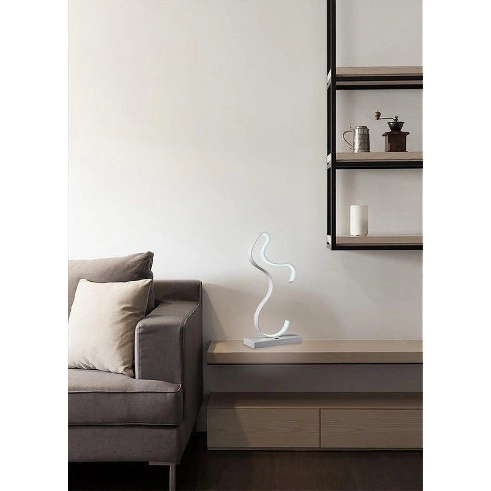 Trade Shop - Lampada Da Comodino Curva Lume 12w Lumino Moderno Luce Fredda Calda Naturale D03 -