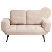Divano letto 2 posti con rivestimento bouclè beige con Braccioli Regolabili stile Minimalista