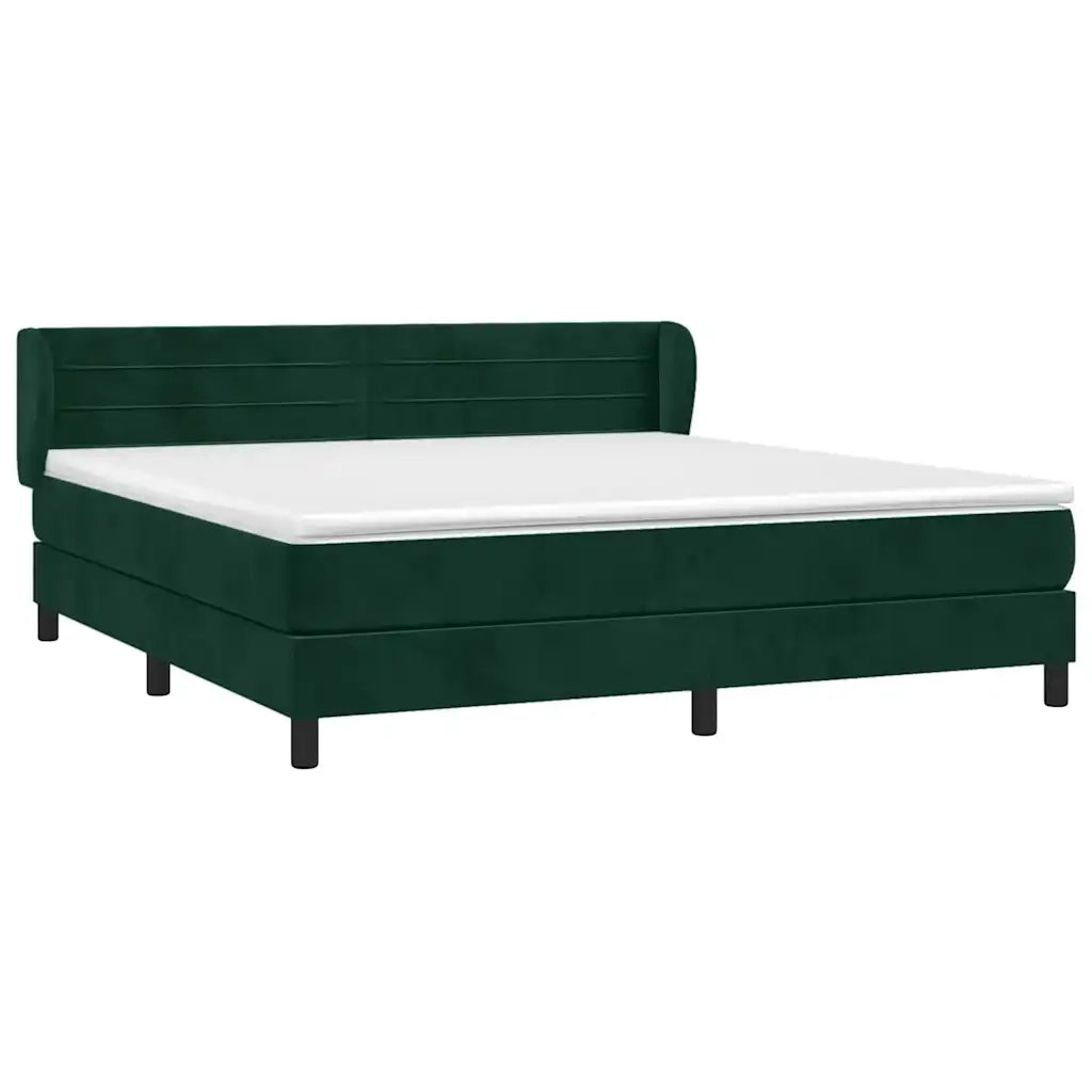 Giroletto a Molle con Materasso Verde Scuro 160x200 cm Velluto