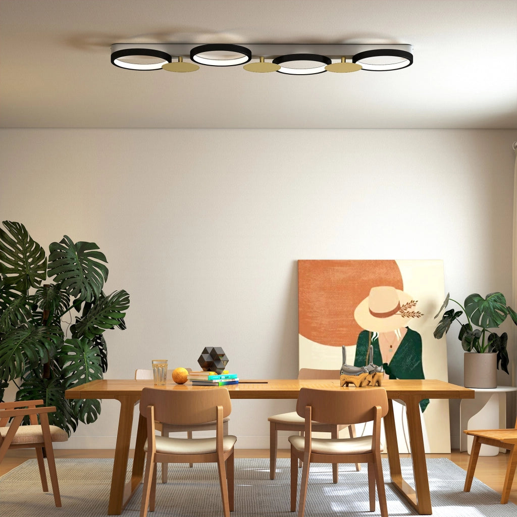 Lampada a Soffitto Regolabile 4 Fari Telecomando ¨C zephmum ¨C Nero e Dorato