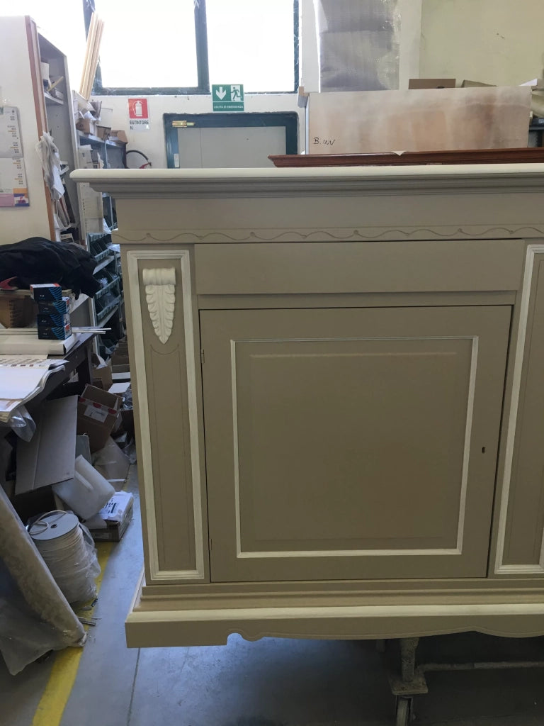 Madia credenza 2 ante 2 in legno tortora/bianco 213x54x124 - Mobili 2G