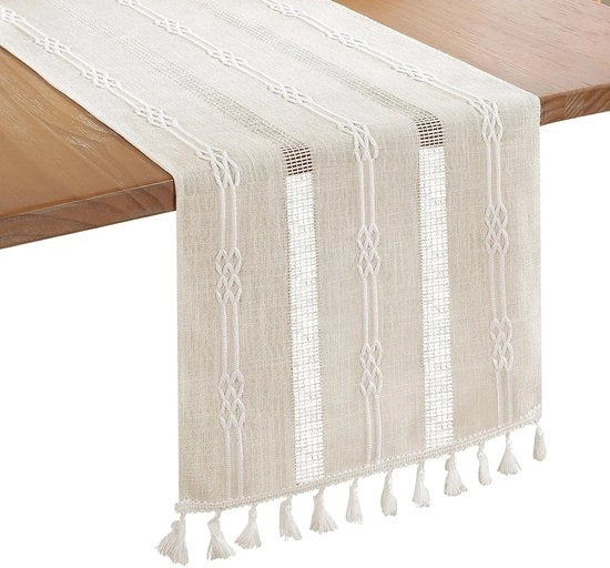 Tavolo da pranzo elegante in lino - 180 x 33 cm - adatto per 4-6 persone