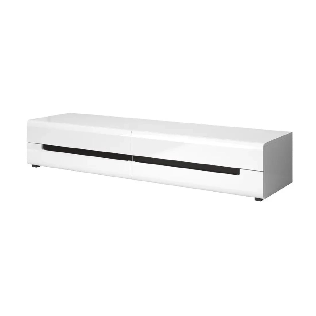 Mobile TV LUCIA con 2 cassetti - Bianco lucido - 180 x 34 x 50 cm