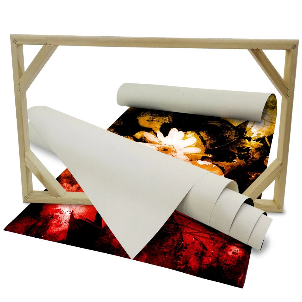 Decorazione Floreale Grunge - Quadro Canvas su telaio in legno Misura: 70X50 cm