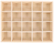 Vetrina in legno per oggetti da collezione 20 celle, cassa di conservazione in legno grezzo, organizzatore di calze, cassa di conservazione per intimo, piatto di presentazione per gioielli e oggetti da collezione