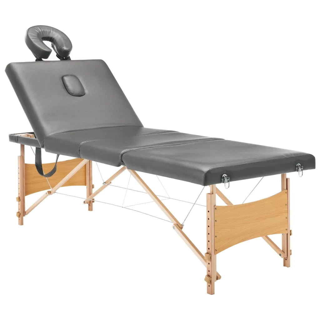 Lettino da massaggio a 4 sezioni struttura in legno panca per massaggi poggiatesta braccioli regolabili lettino da massaggio pieghevole portatile antracite 02_0001802