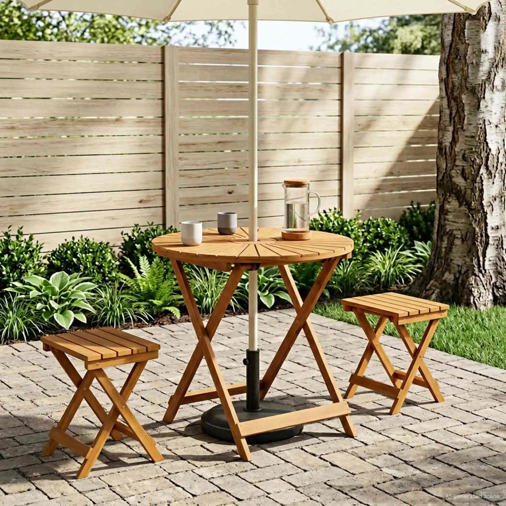 Tavolo da Giardino Pieghevole Naturale Ø70 x 75 cm 42024979