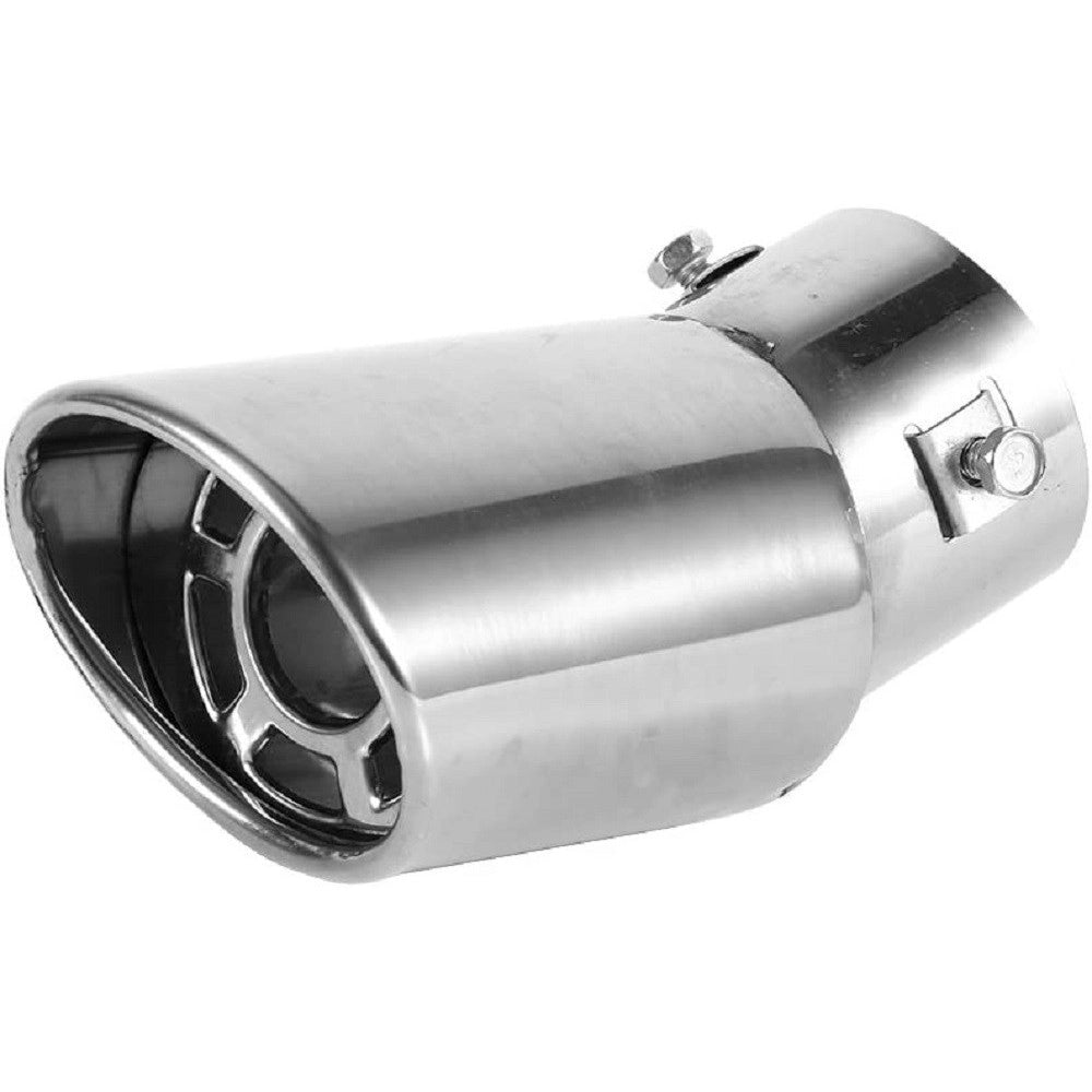 Trade Shop - Terminale Di Scarico Marmitta Universale Posteriore 62mm In Acciaio Silenziatore -