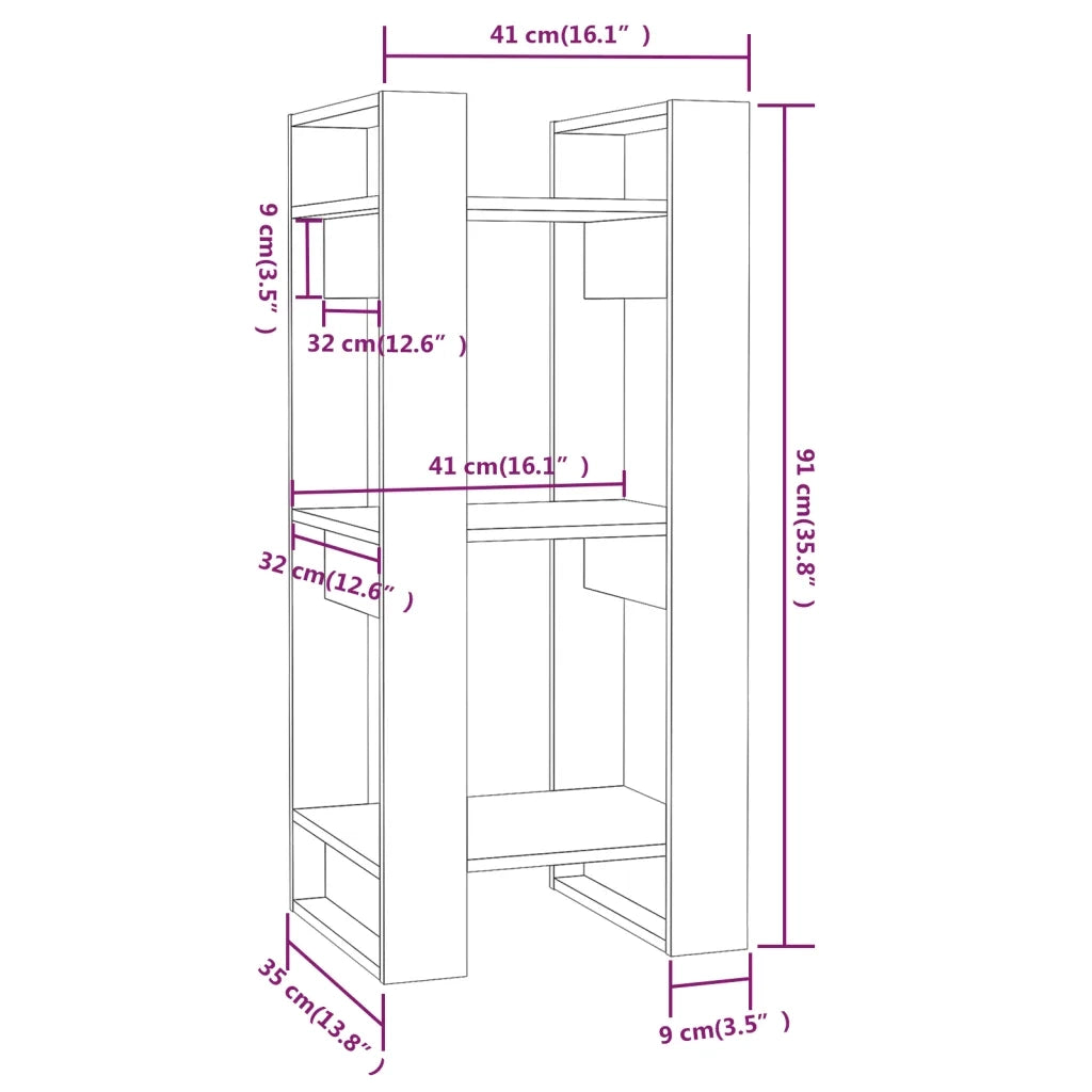 Libreria/Divisorio 41x35x91 cm in Legno Massello di Pino