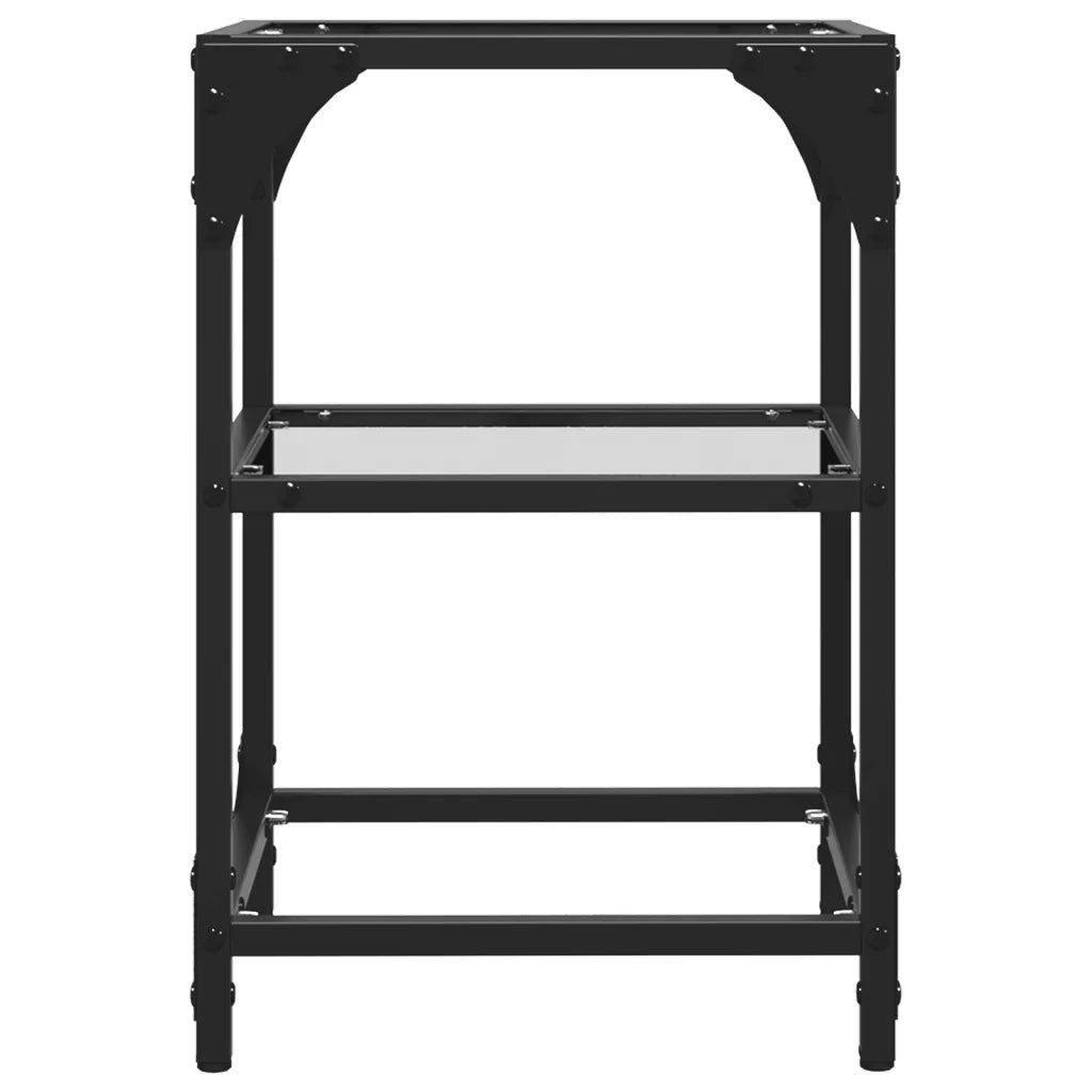 Tavolini con Piano in Vetro Trasparente 2 pz 30x30x45cm Acciaio 845999