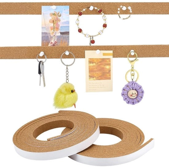 Strisce di cartongesso 8 m - Strisce per parete 2,5 cm - Placca adesiva per ufficio/scolastico/casa - Note/foto - 1 cm di spessore - Soluzione ideale per la creatività - Prikbord