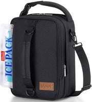Borsa da Picnic Espandibile, Borsa da Pranzo Portatile con Cinghie a Spalla e 2 Elementi Freddi, Borsa Isolante per Uomo e Donna, Borsa Fredda per Lavoro, Scuola, 6,5L, Nero