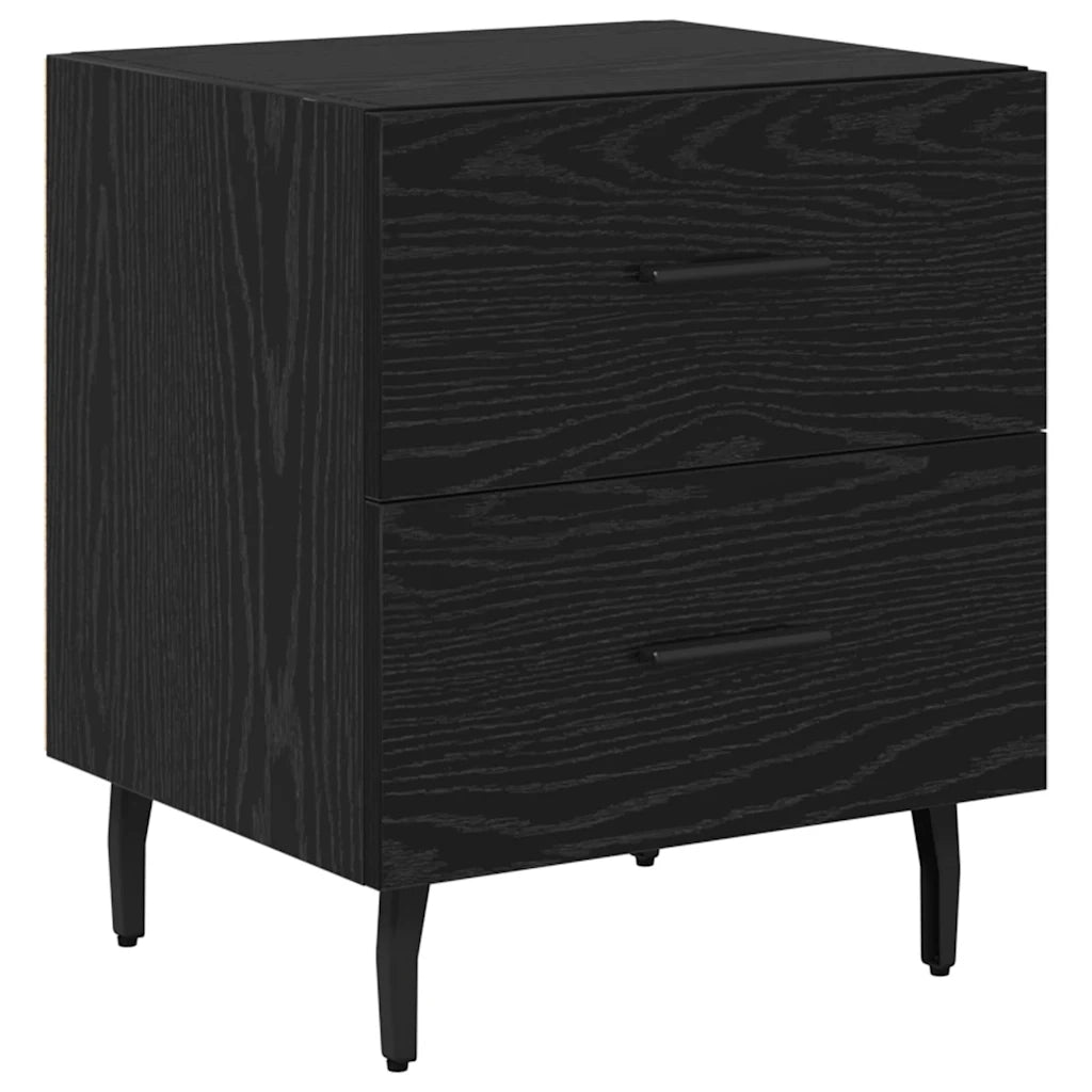 Set di 2 Comodini | Armadio da Notte | Mobiletto da notte Rovere Nero 40 x 35 x 47,5 cm