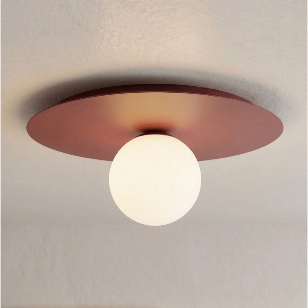 Lampada da soffitto SOLAR bordeaux con diffusore in vetro opalino