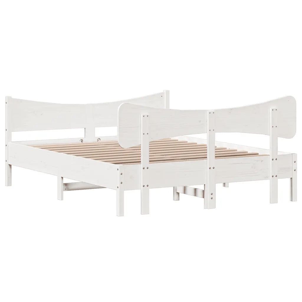 Letto matrimoniale | Letto per adulti | Letto senza Materasso Bianco 135x190 cm Legno Massello di Pino