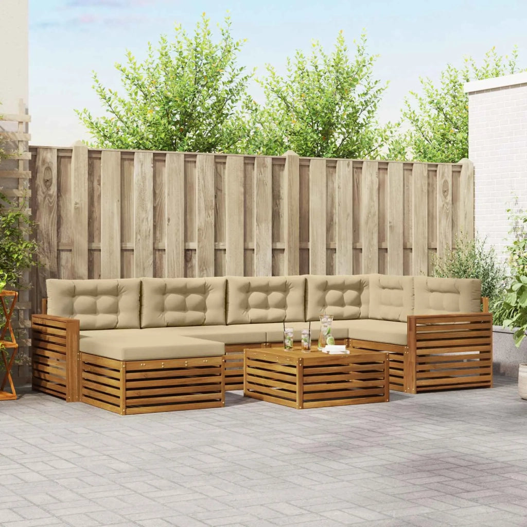 Set di divani da esterno con cuscino 7 pcs Naturale e Beige