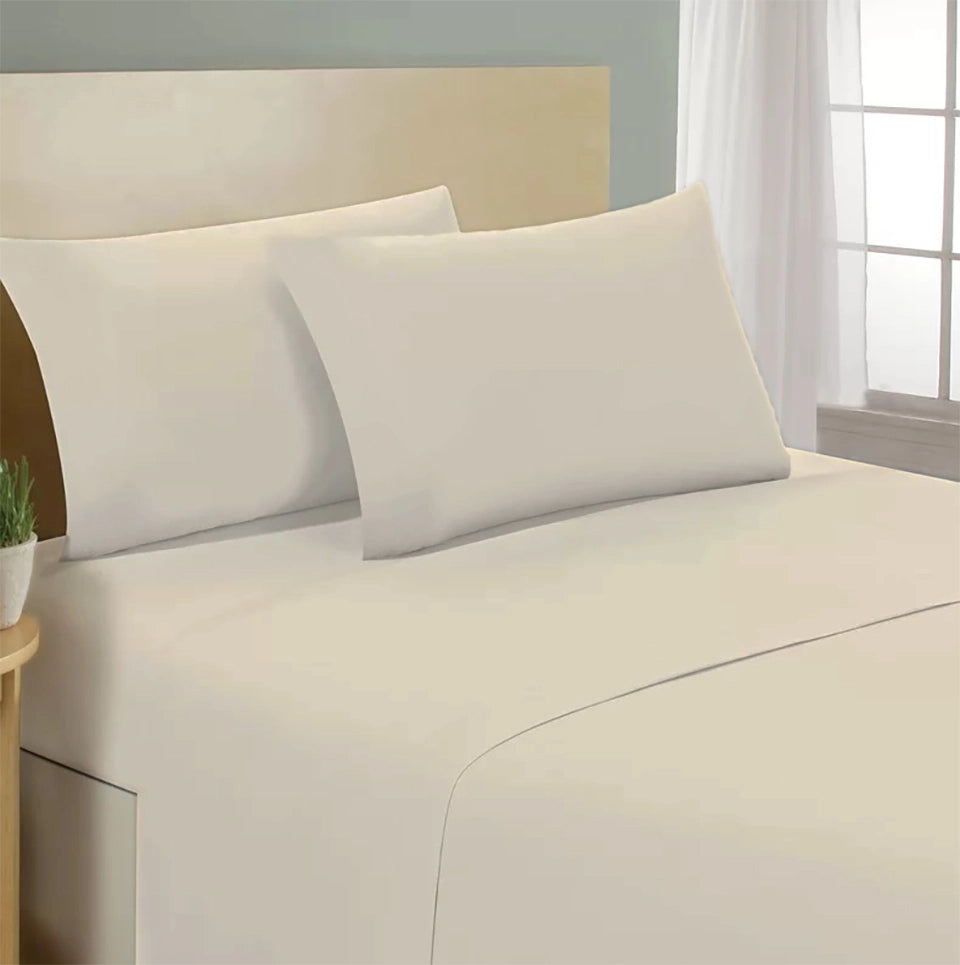 Lenzuolo letto sotto con angoli 100% puro cotone Made in Italy tinta unita Beige - 1 Piazza e mezza francese