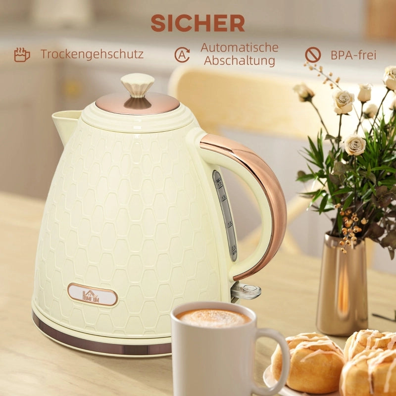Bollitore elettrico, 2200W, con obl¨°, filtro, ebollizione rapida, beige