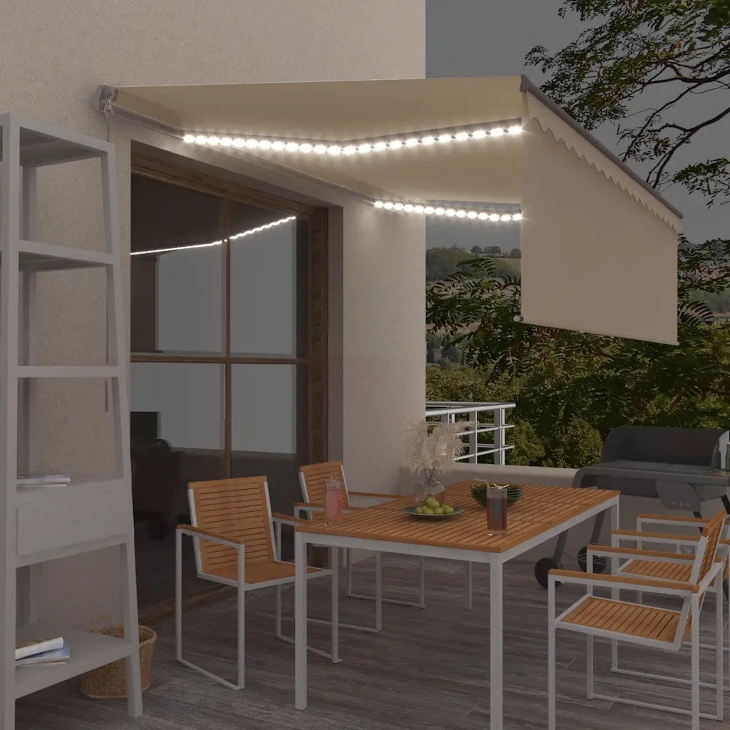 Tenda Sole Retrattile Manuale con Parasole e LED 4x3m Crema cod mxl 73747