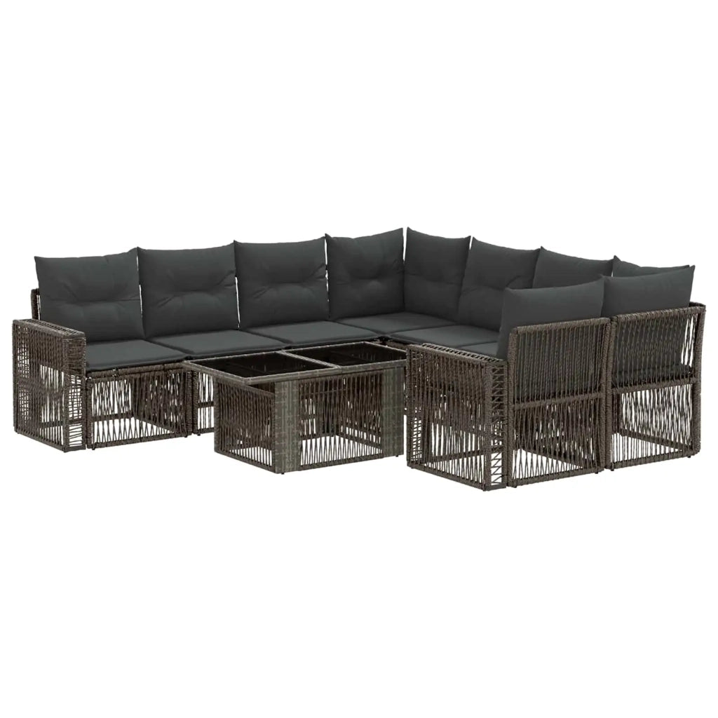 Set Divano da Giardino 9 pz Grigio e Grigio Scuro polyrattan 3436763