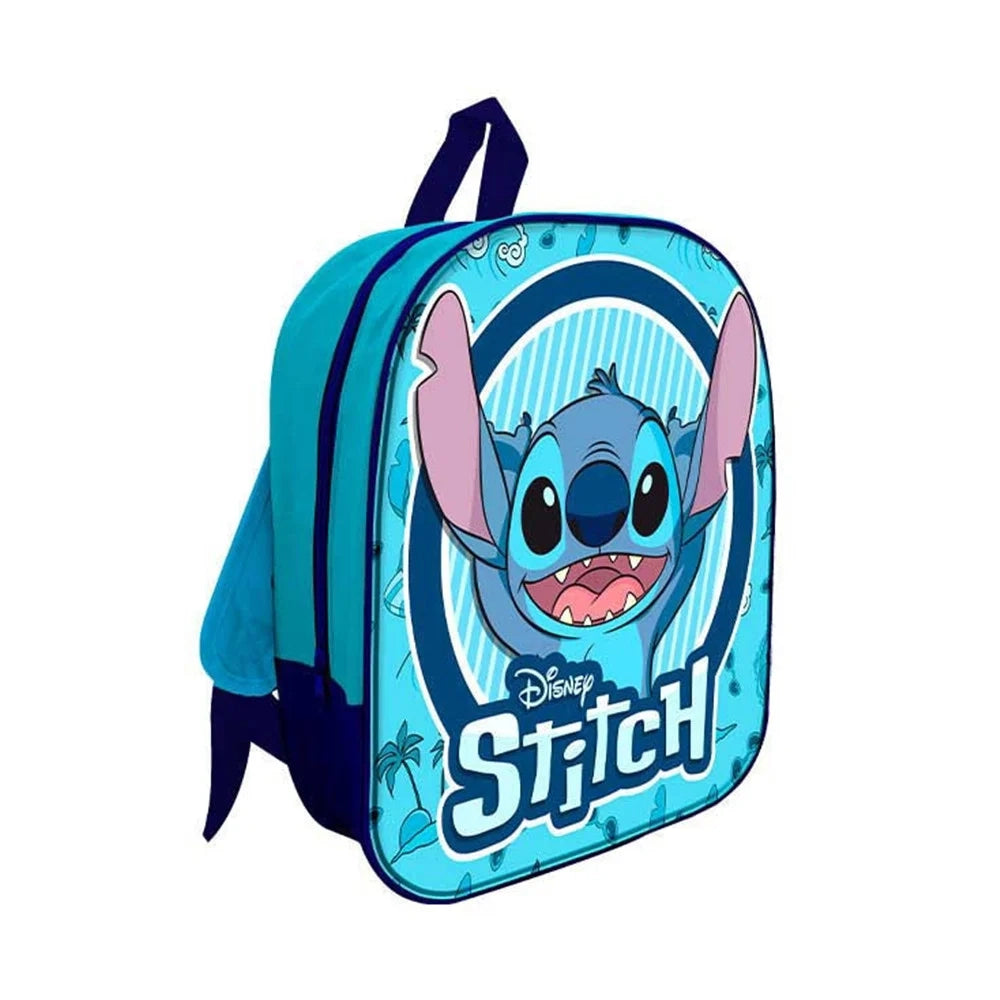 Trade Shop - Zaino Zainetto Design 3d Stitch In Tessuto Con Zip Per Asilo Scuola Tempo Libero 674198a -