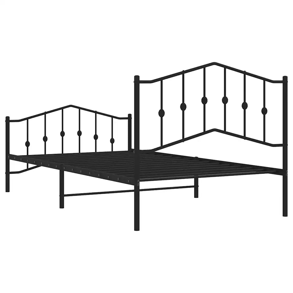 Letto singolo | Letto per adulti | Giroletto con Testiera e Pediera Metallo Nero 100x200 cm