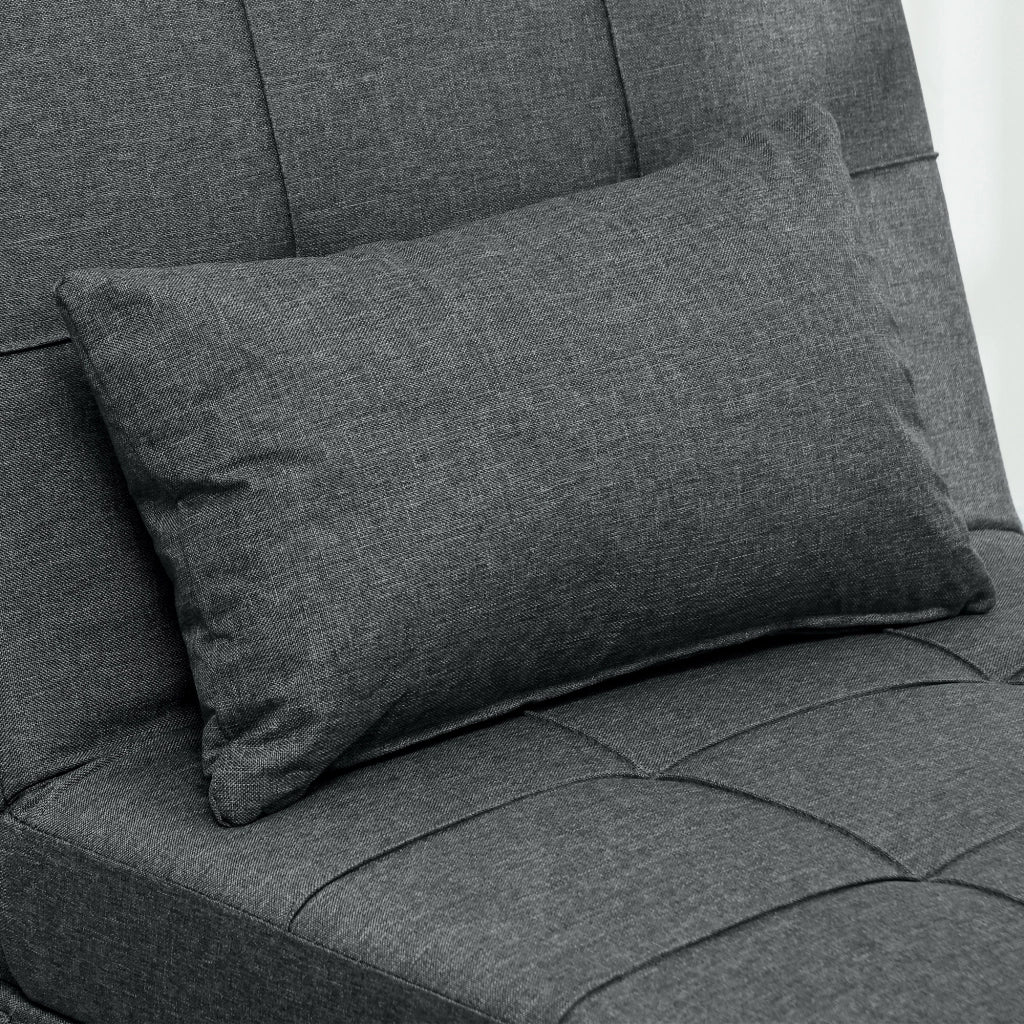 Poltrona Letto Singolo 65,5x104x81 cm Reclinabile 4-in-1 in Tessuto Effetto Lino Grigio